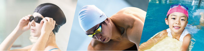 トップ選手が使うレーシング用から、子ども用スイミングゴーグルまで